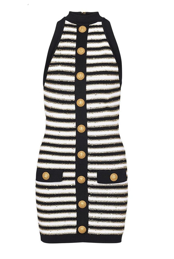 ASHORE Boutique Lt. Luxury Women Gold Thread Sleeveless Tank Mini Knitted Dress