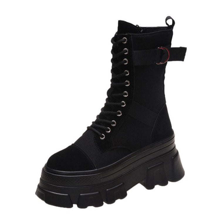 Motorcycle Boots Women High Platform Sneakers Platform 8CM Ankle Boots