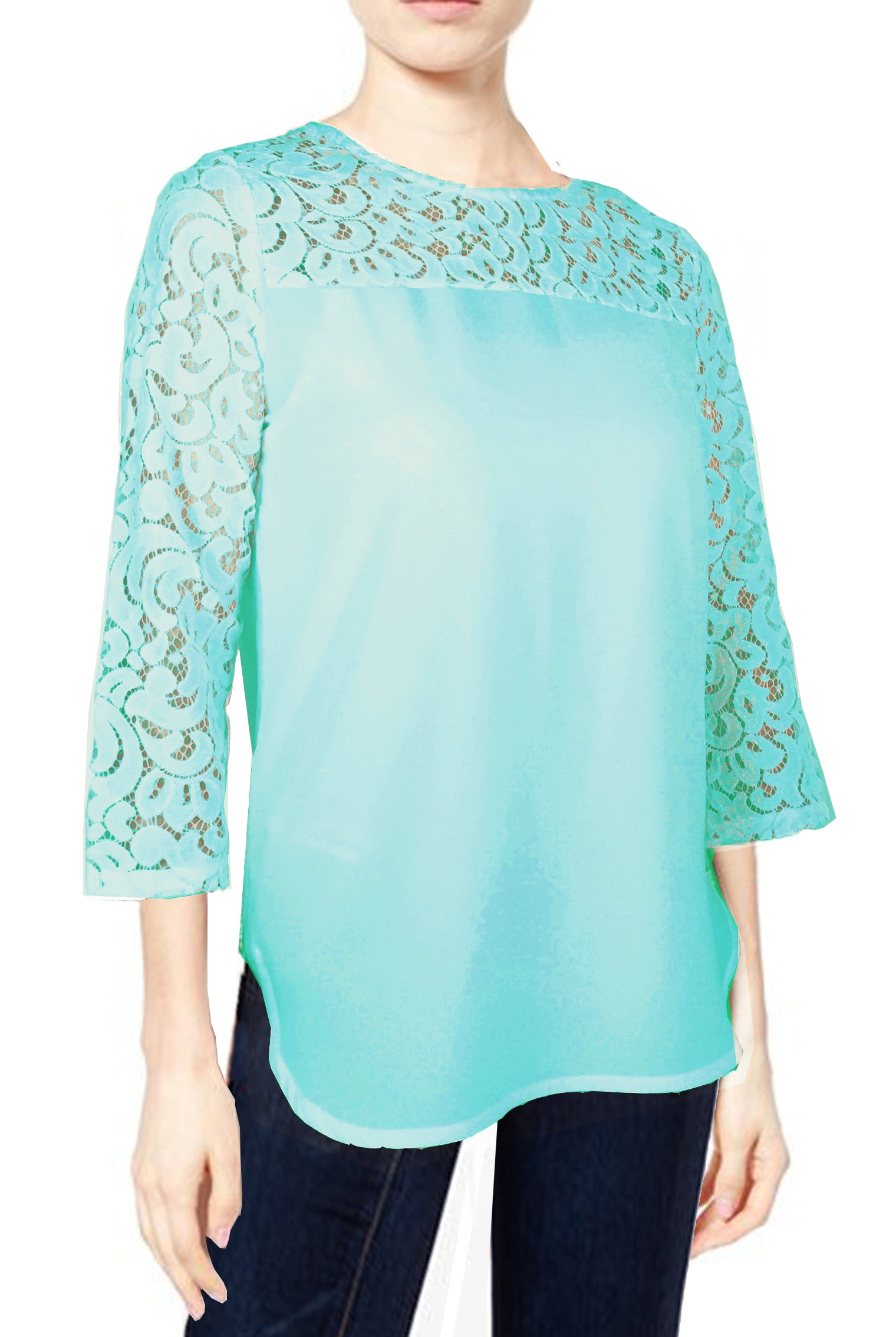 ASHORE WOMENS ELEGANT SHOULDER COTTON LACE TOPS