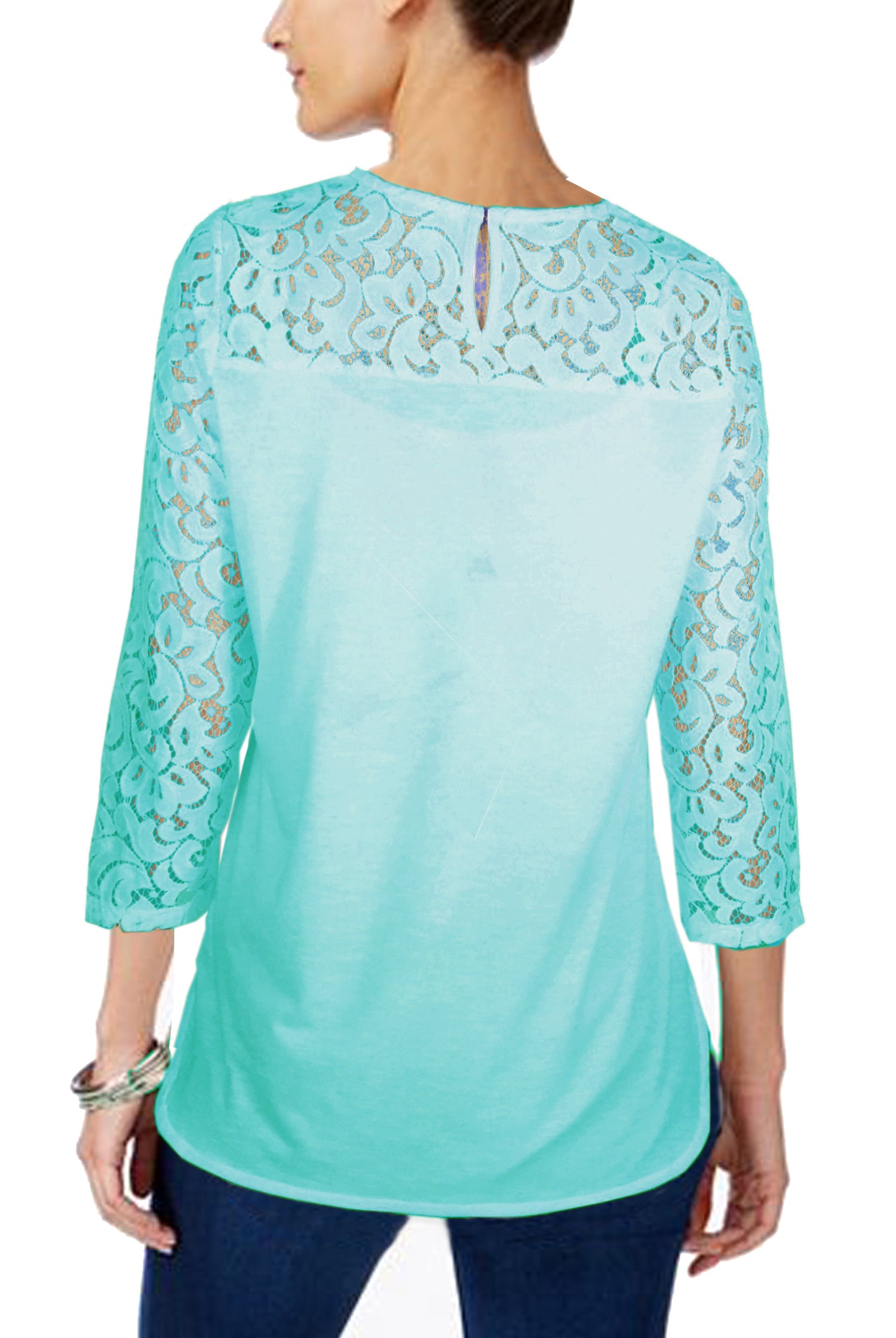 ASHORE WOMENS ELEGANT SHOULDER COTTON LACE TOPS