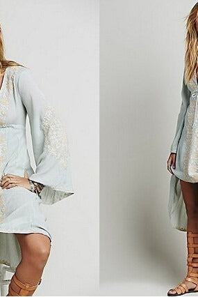 ASHORESHOP Long Beach Dresses Women Tunic Vintage Floral Embroidered Cotton Long Dress vestidos Casual Hippie Boho Asymmetric robe