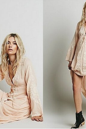 ASHORESHOP Long Beach Dresses Women Tunic Vintage Floral Embroidered Cotton Long Dress vestidos Casual Hippie Boho Asymmetric robe