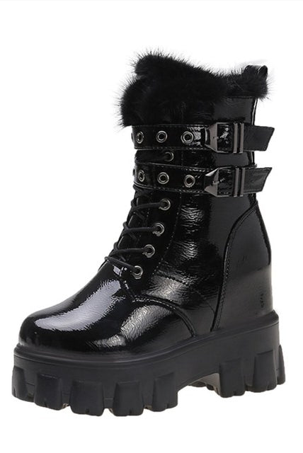Winter Boots Women Winter Warm Fur Motorcycle Boots