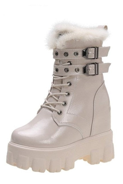 Winter Boots Women Winter Warm Fur Motorcycle Boots