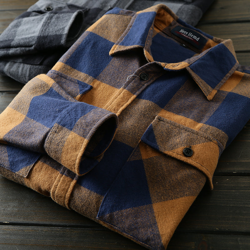 Ashore-Mens-Shop-autumn- winter-thickened-brushed-cotton-plaid -long-sleeved-shirt-a