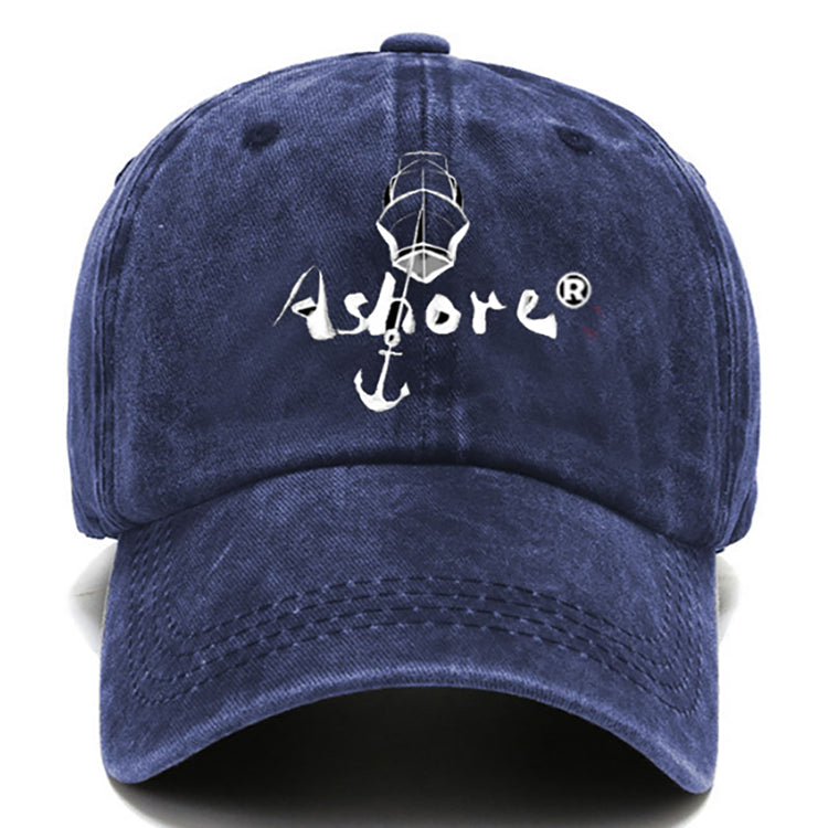 ASHORE Washed Baseball Hats Anchor Boat Ashore Marian Graphic Cotton Hats
