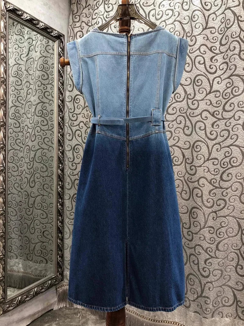 Ashore-boutique-100-percent-Cotton-Denim-Dress-2024-Summer-Designer-denim-dresses