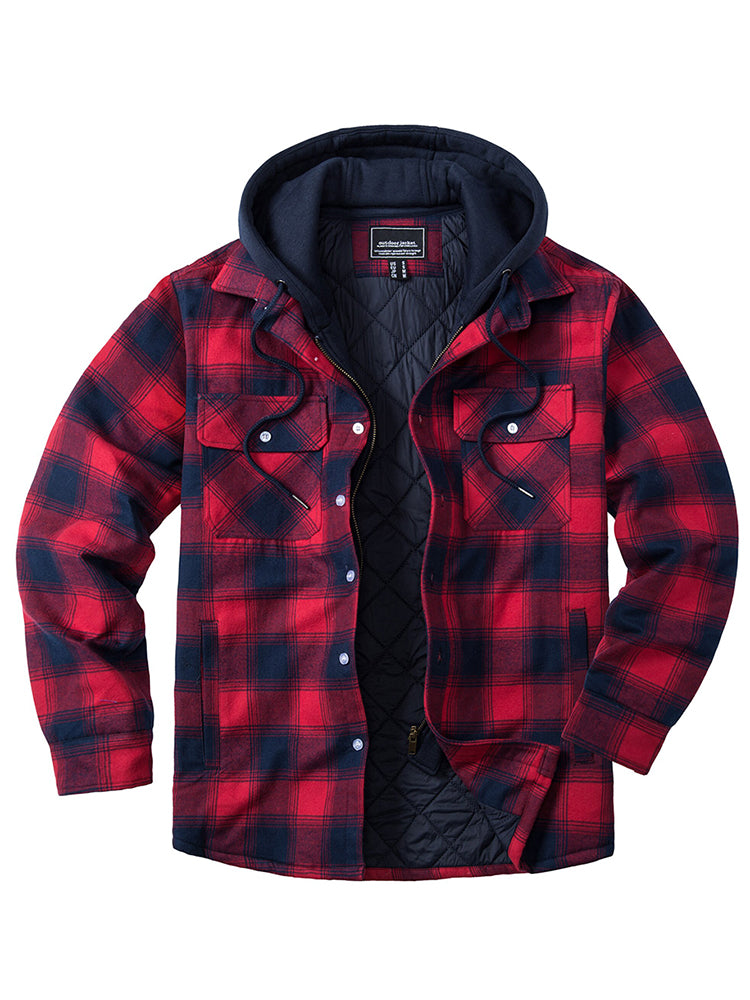 Removable Hood Plaid Jackets Flannel Shirts For Men and Women Unisex