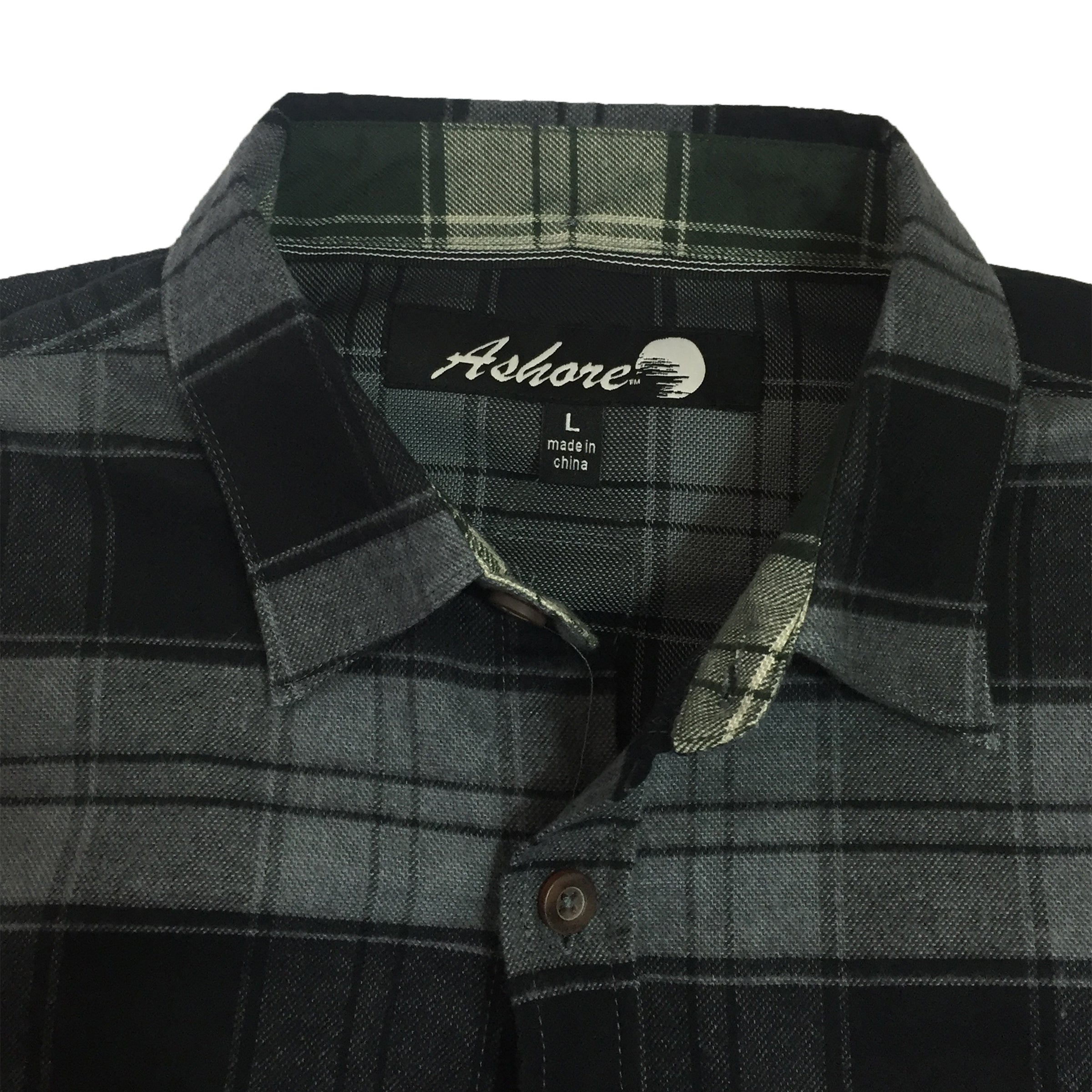ASHORE Men High Quality Cotton/Poly Cotton Black/Grey Block Plaid Shirt