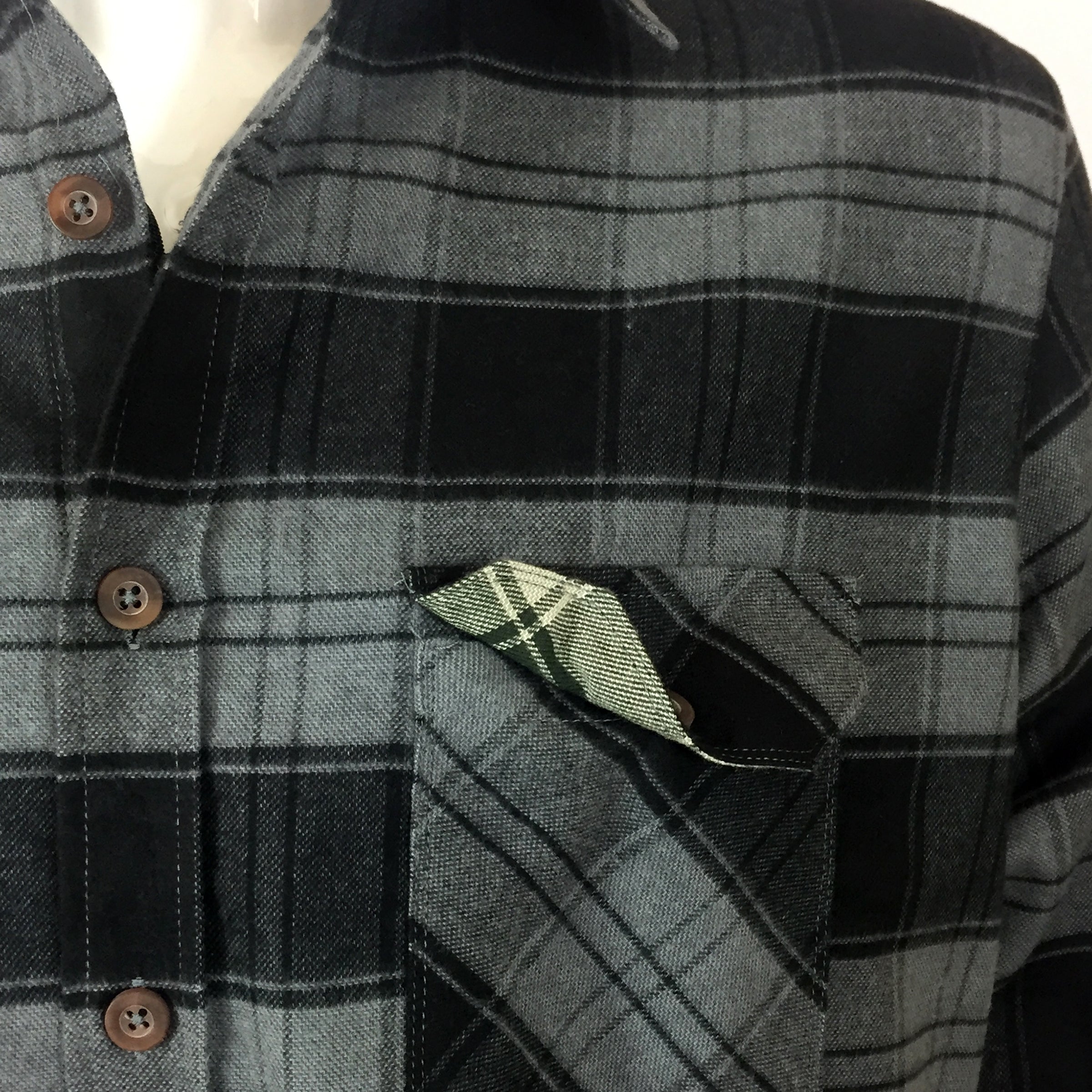 ASHORE Men High Quality Cotton/Poly Cotton Black/Grey Block Plaid Shirt