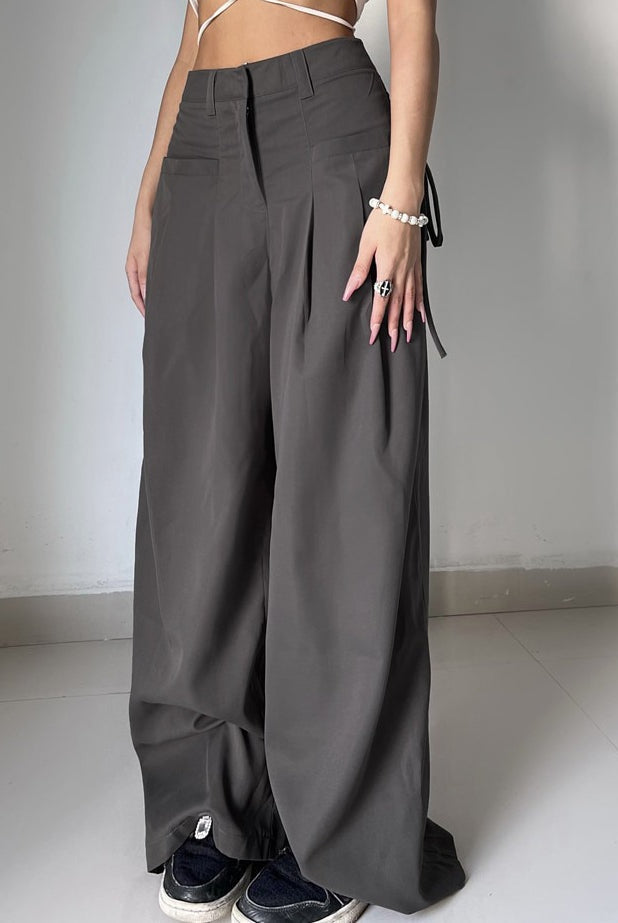 Casual Wide Leg Pants Women High Waist Street Basic Loose Sweat Trousers