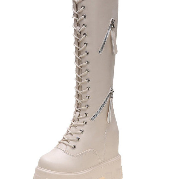 New Winter Women Knee High Hip Motorcycle Boots