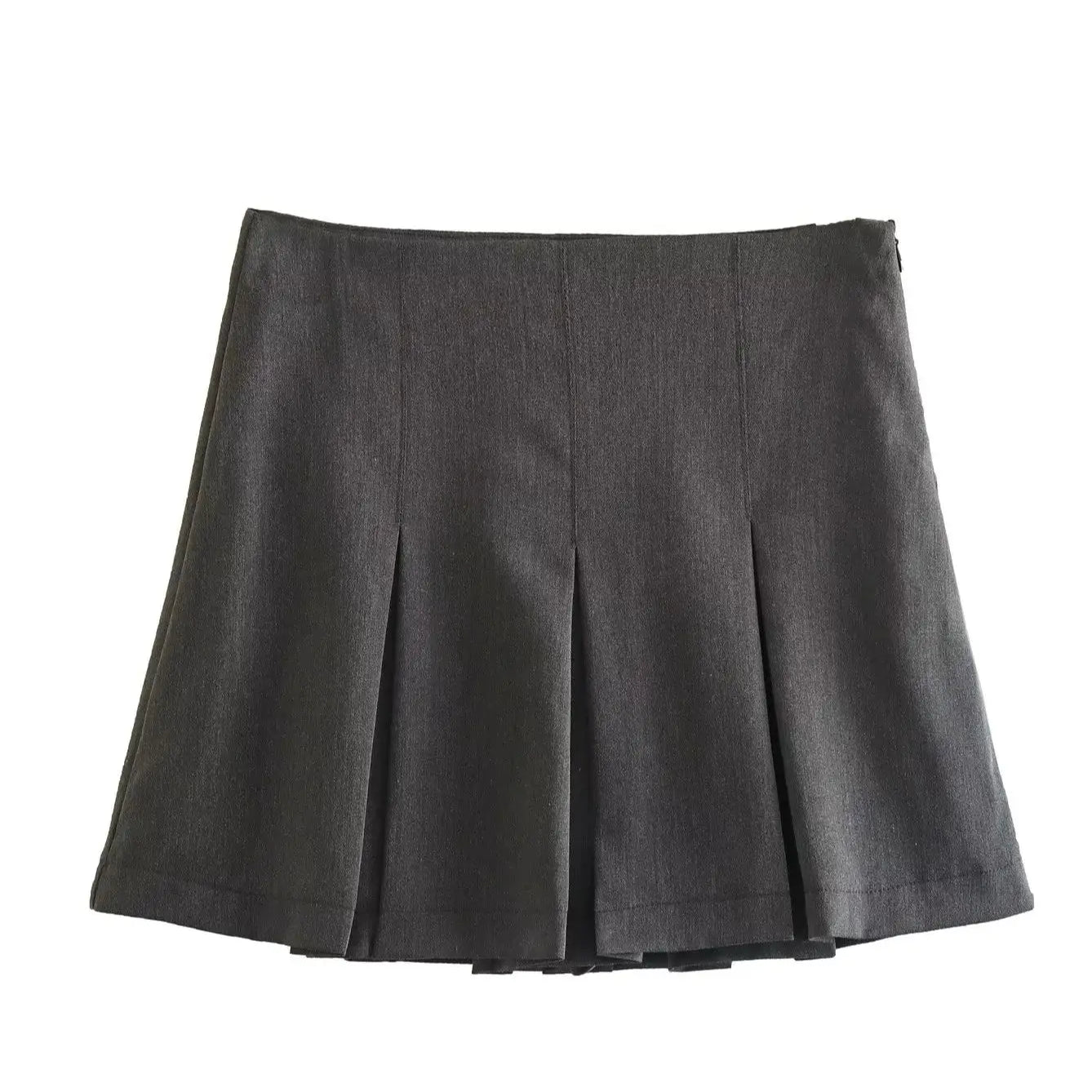 Ashoreshop-Womens Pleated Mini Skirt and Shorts Grey Mini Skirts Women Ruffles Pleated Sexy Shorts Skirts