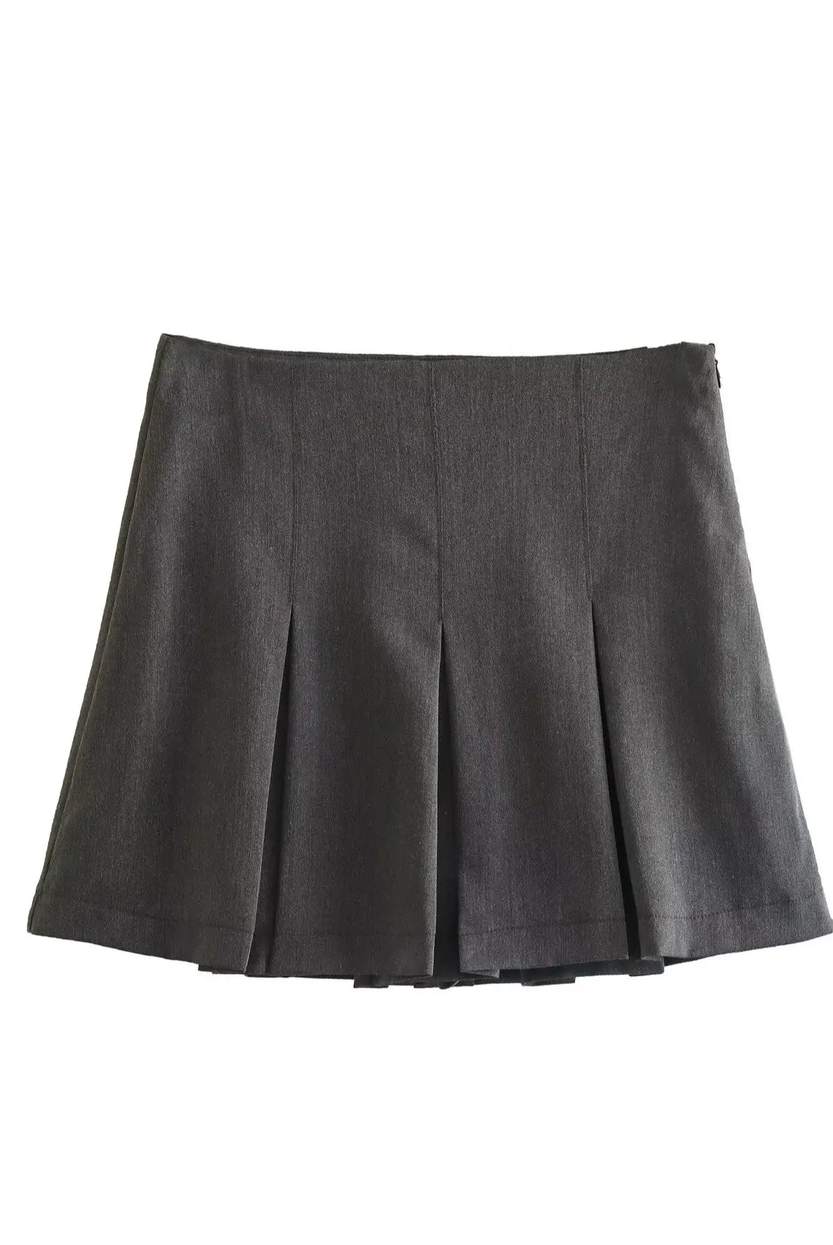 Ashoreshop-Womens Pleated Mini Skirt and Shorts Grey Mini Skirts Women Ruffles Pleated Sexy Shorts Skirts