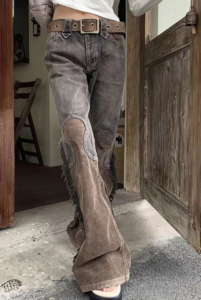 Ashore Shop Womens Loose Jeans Femme Y2k Tassel Design Denim Flare cotton Pants