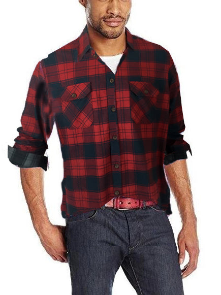 ASHORE Men High Quality Cotton/Poly Cotton Black/Grey Block Plaid Shirt