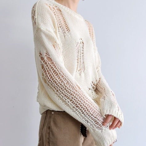 Autumn Deconstructed Ripped Long-sleeved Sexy Hole Sweater