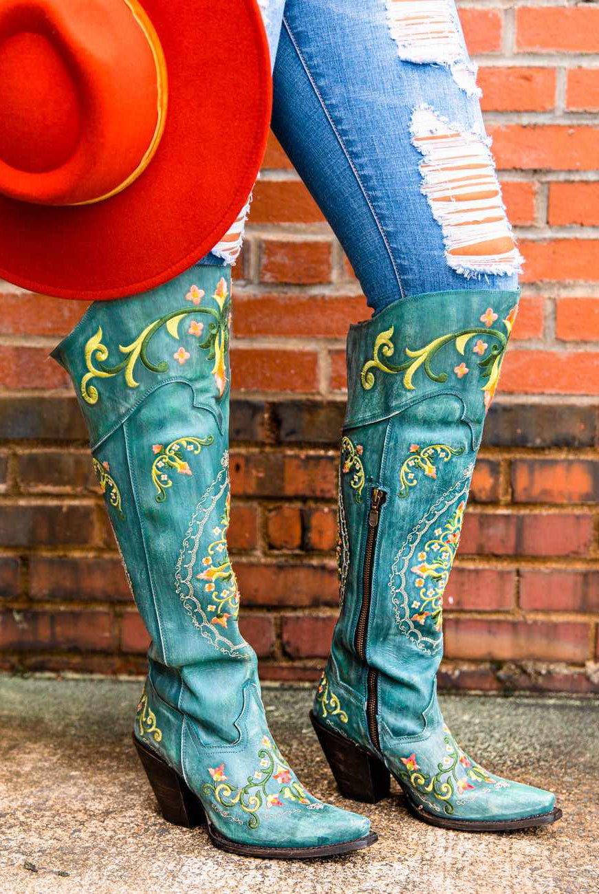 Cowgirl Boots Embroidered Western Knee High Boots