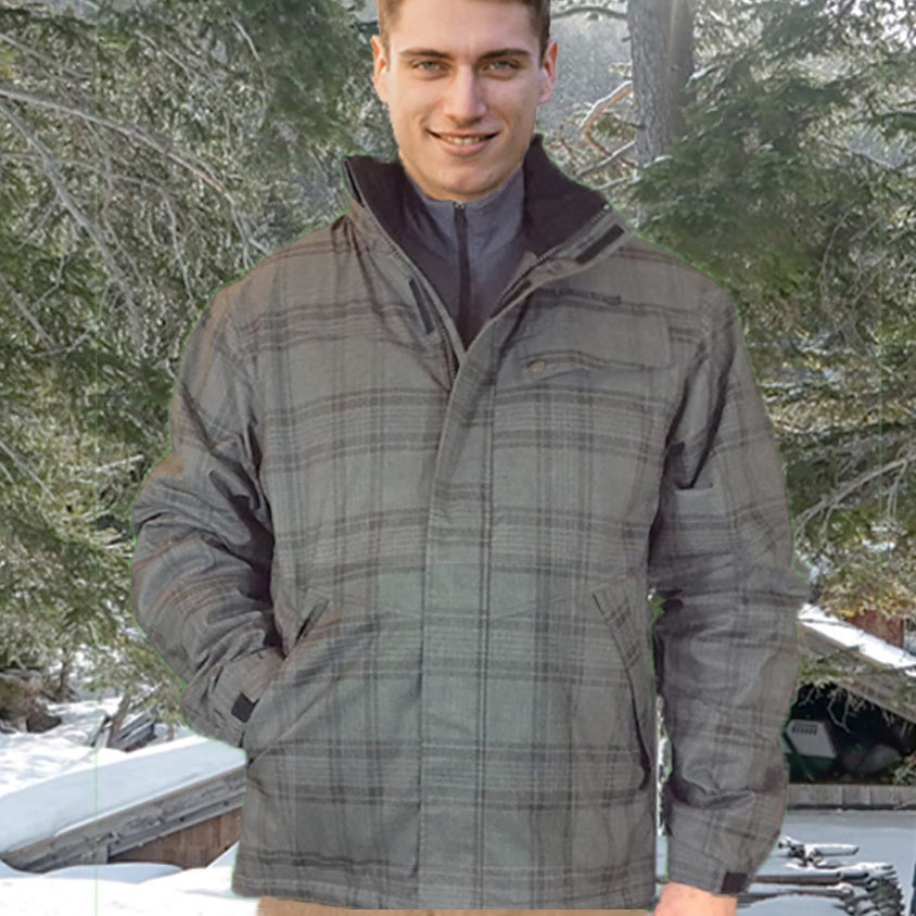 Mens Fall Winter Mid Weight Yarn Dye Plaid Outdoor Jackets