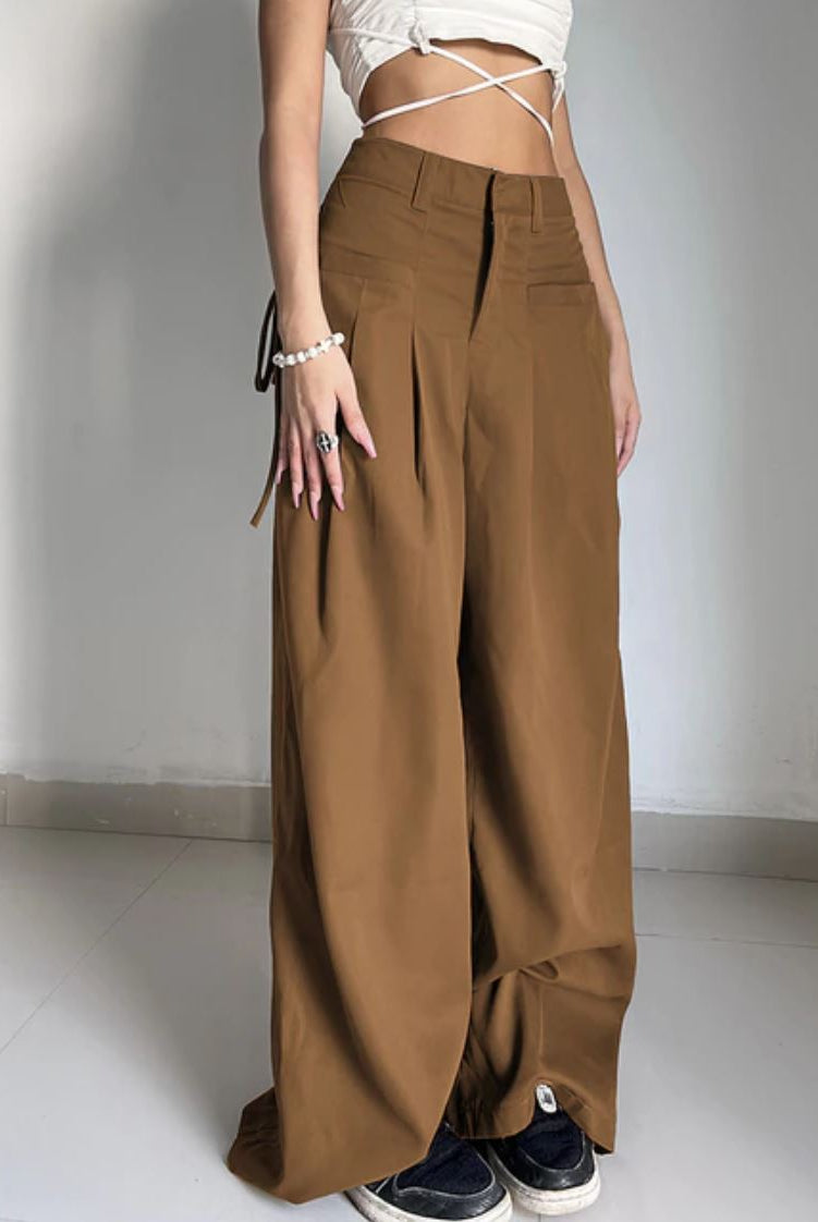 Casual Wide Leg Pants Women High Waist Street Basic Loose Sweat Trousers