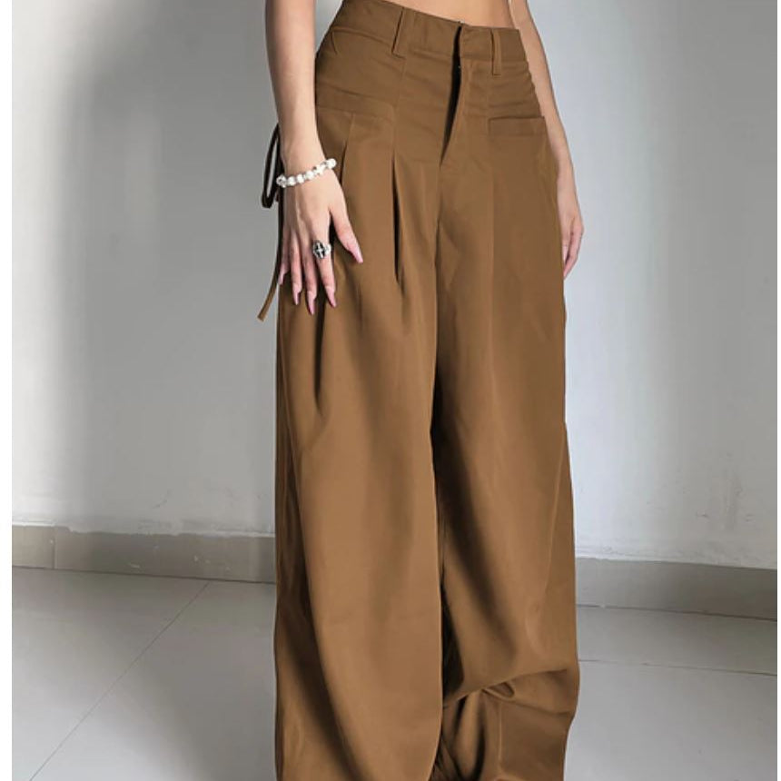 Casual Wide Leg Pants Women High Waist Street Basic Loose Sweat Trousers