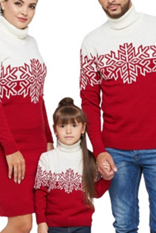 Christmas Jumpers Thicken Warm Turtleneck Xmas Family Look Family Matching Sweaters