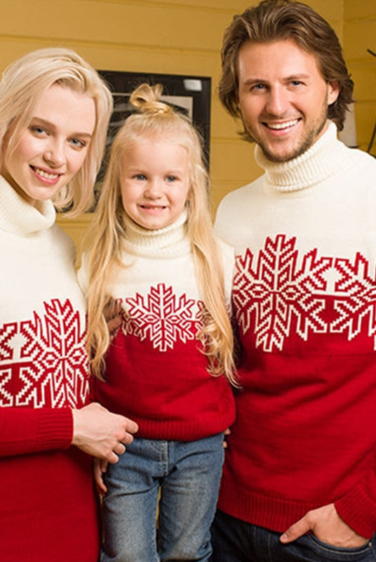 Christmas Jumpers Thicken Warm Turtleneck Xmas Family Look Family Matching Sweaters