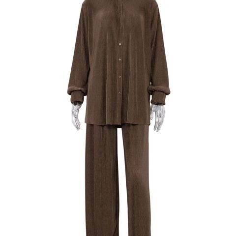 Comfortable Loose Home Suit Autumn Long Sleeve Blouse With High Waist Pants Set