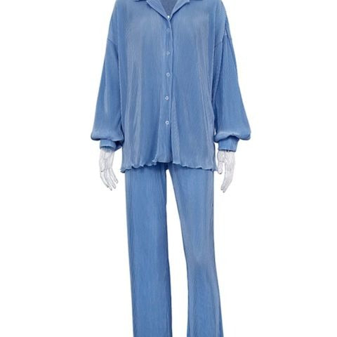 Comfortable Loose Home Suit Autumn Long Sleeve Blouse With High Waist Pants Set