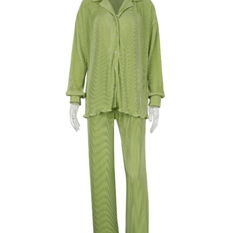 Comfortable Loose Home Suit Autumn Long Sleeve Blouse With High Waist Pants Set