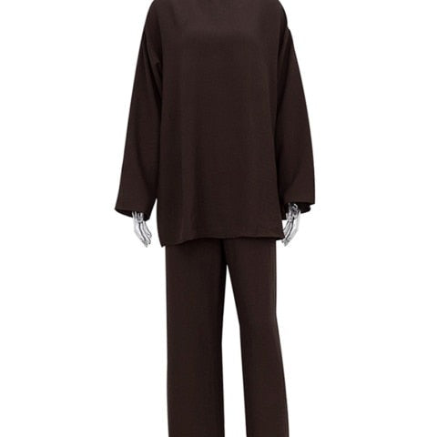 Relax Loose 2 Piece Pants Set Women Comfortable Long Sleeve T-Shirt Matching Sets