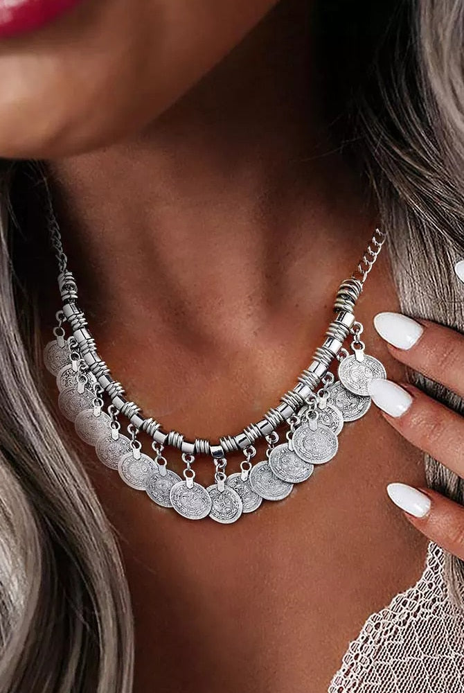 Coin Tassel Alloy Necklace Necklace For Women Indian Tribal Necklace