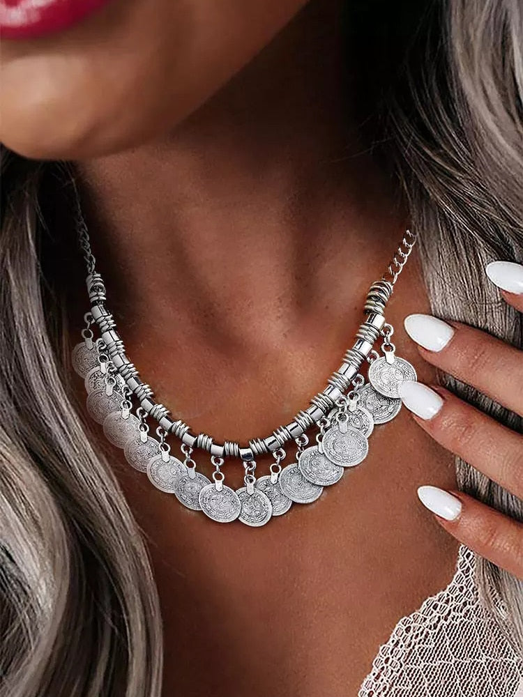 Coin Tassel Alloy Necklace Necklace For Women Indian Tribal Necklace