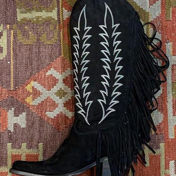 Boots CowGirls Fringe TasselEmbroidered Western Boots For Women Cowboy Boots