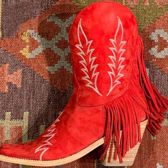 Boots CowGirls Fringe TasselEmbroidered Western Boots For Women Cowboy Boots