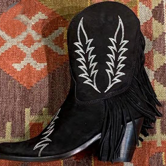 Boots CowGirls Fringe TasselEmbroidered Western Boots For Women Cowboy Boots