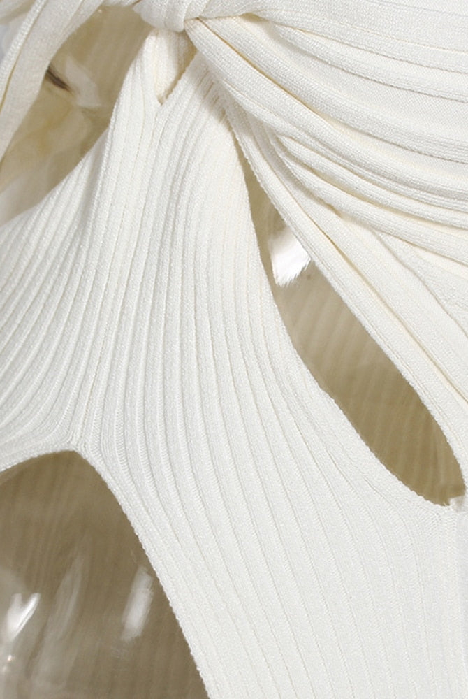 Ashore Shop 2023 Summer Women's Knitted Tops New Fashion High Collar Hollow Out Kink Sleeveless Solid Color Tank Tops Female