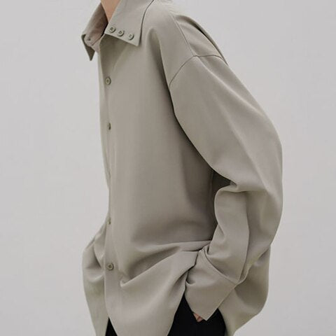 Office Women Trendy Loose Long Shirt Solid Color Blouse Autumn 2022 New