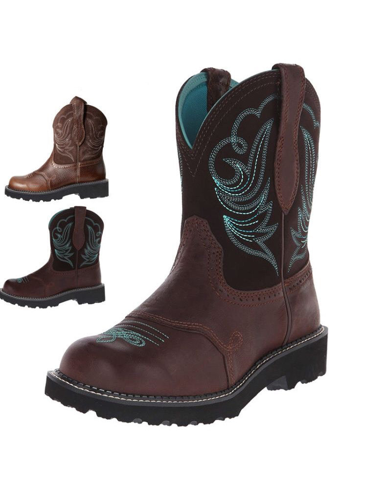 2022-23 New Western Cowgirl Cowboy Boots Pu Leather Handmade for Women