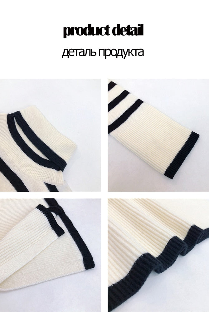 ASHORE Sweater Shop: 2023 New Knitted Sweater For Women Striped Turtleneck Knitwear Sweater Long
