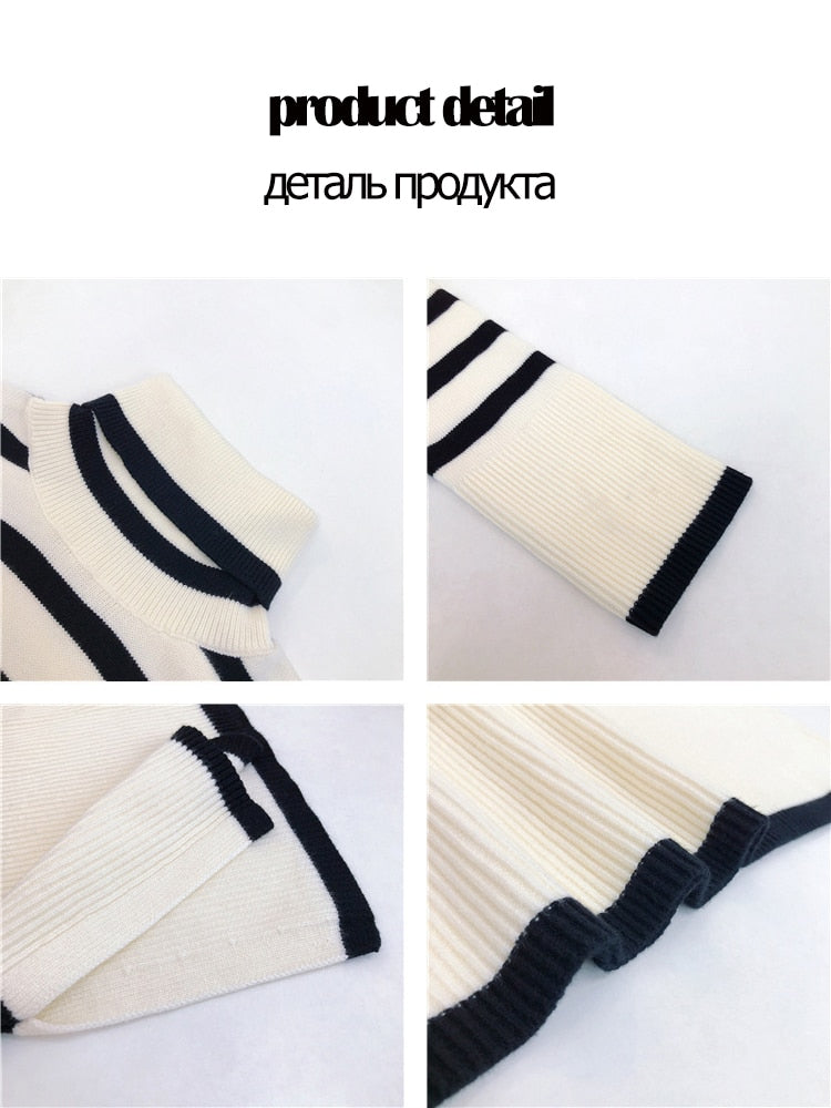 ASHORE Sweater Shop: 2023 New Knitted Sweater For Women Striped Turtleneck Knitwear Sweater Long