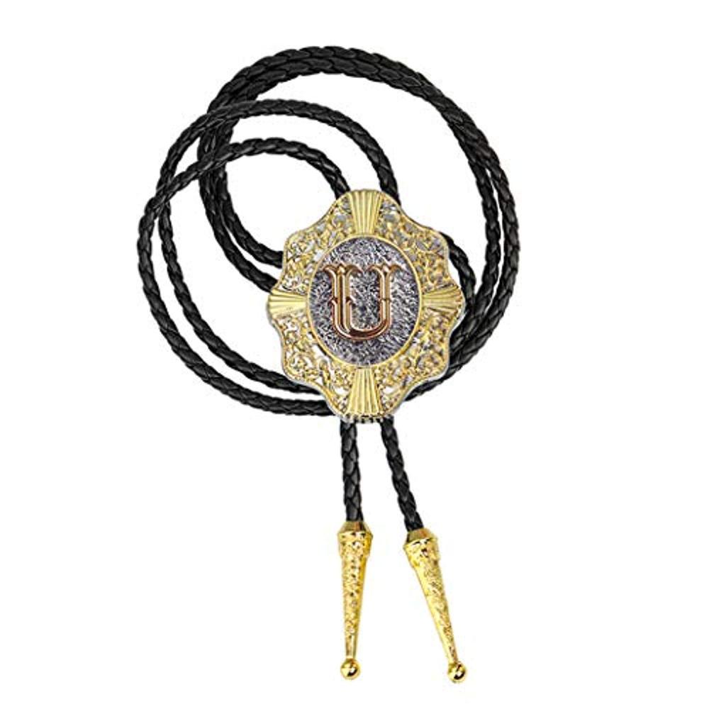 Letter ABCDEFG-Z bolo tie for man Indian cowboy western cowgirl leather rope zinc alloy necktie