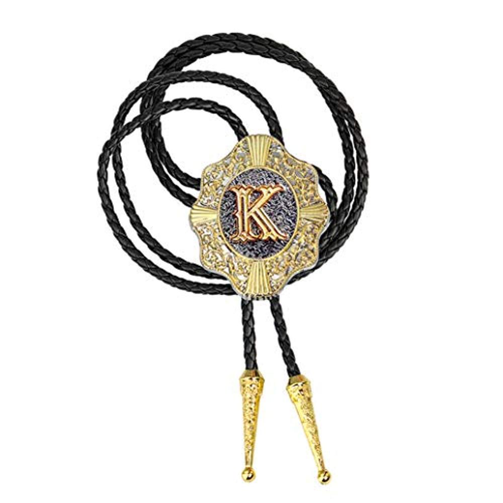 Letter ABCDEFG-Z bolo tie for man Indian cowboy western cowgirl leather rope zinc alloy necktie