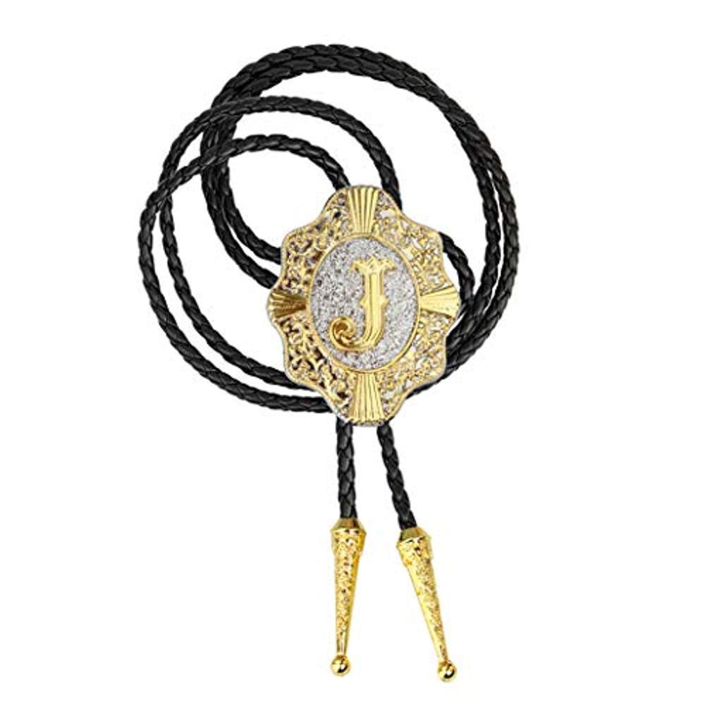 Letter ABCDEFG-Z bolo tie for man Indian cowboy western cowgirl leather rope zinc alloy necktie