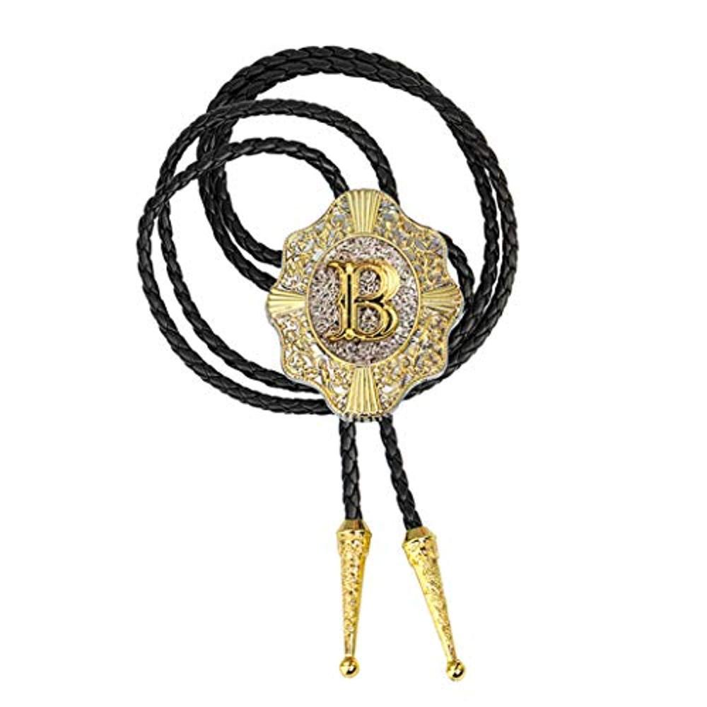 Letter ABCDEFG-Z bolo tie for man Indian cowboy western cowgirl leather rope zinc alloy necktie