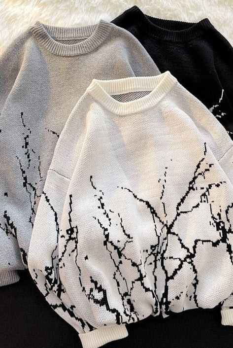 Winter Tree Sweaters Women Clothes Vintage Harajuku Oversized Pullover Sweater