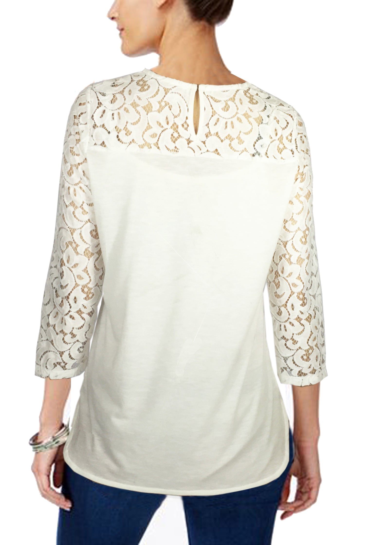 ASHORE WOMENS ELEGANT SHOULDER COTTON LACE TOPS