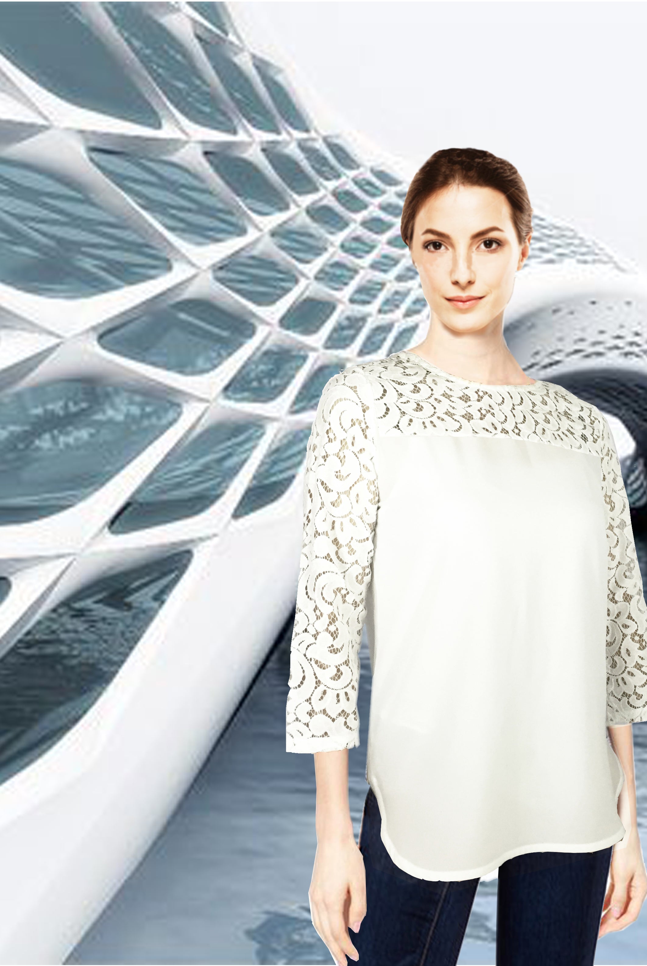 ASHORE WOMENS ELEGANT SHOULDER COTTON LACE TOPS