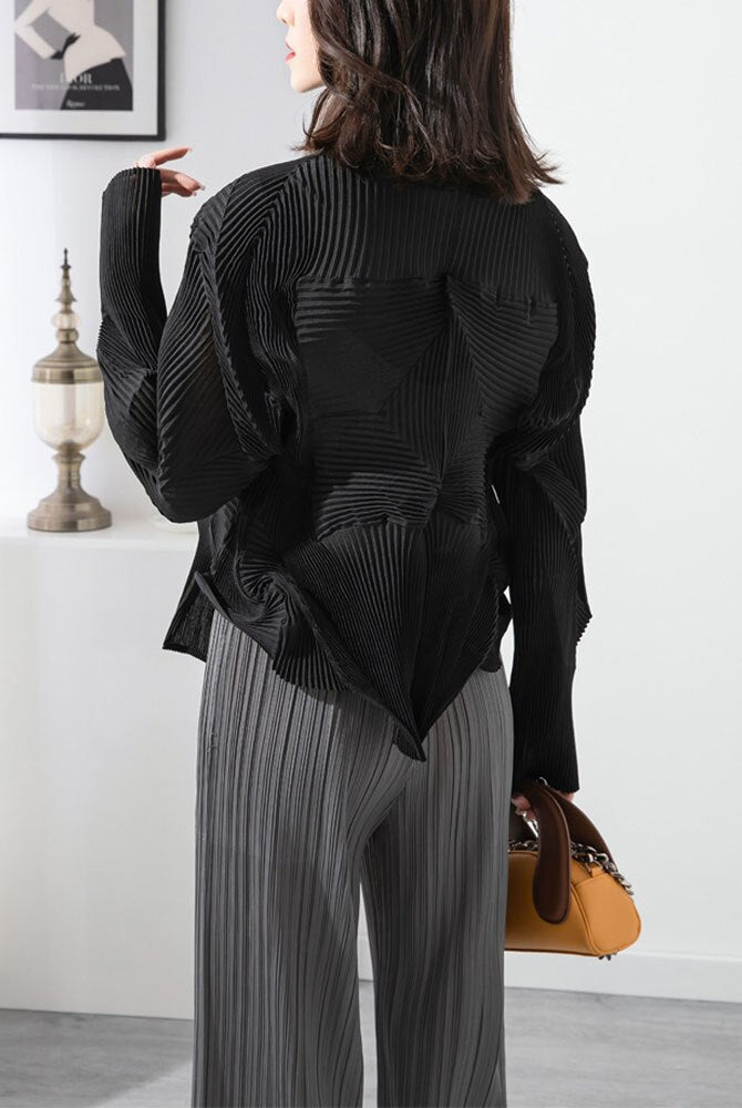 Ashore Shop Women Blouse Innovative Ripple Stretch Shirt Cardigan