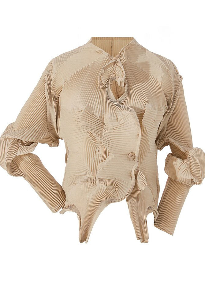 Ashore Shop Women Blouse Innovative Ripple Stretch Shirt Cardigan